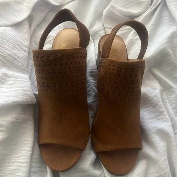 OXO BROWN SUEDE OPEN-TOE HEELS. NEW NEVER WORN. SIZE 8. Super Cute 🥰 - Picture 10 of 10